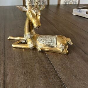 Heavy Brass Lying Deer Figurine - Gold Home Accent